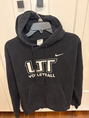 Nike Black Pullover Hoodie with White Volleyball Logo